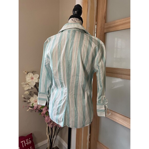 The Limited Women's Button Up Blouse Medium Slashed 3/4 Flared Sleeves with Tie - Picture 5 of 6